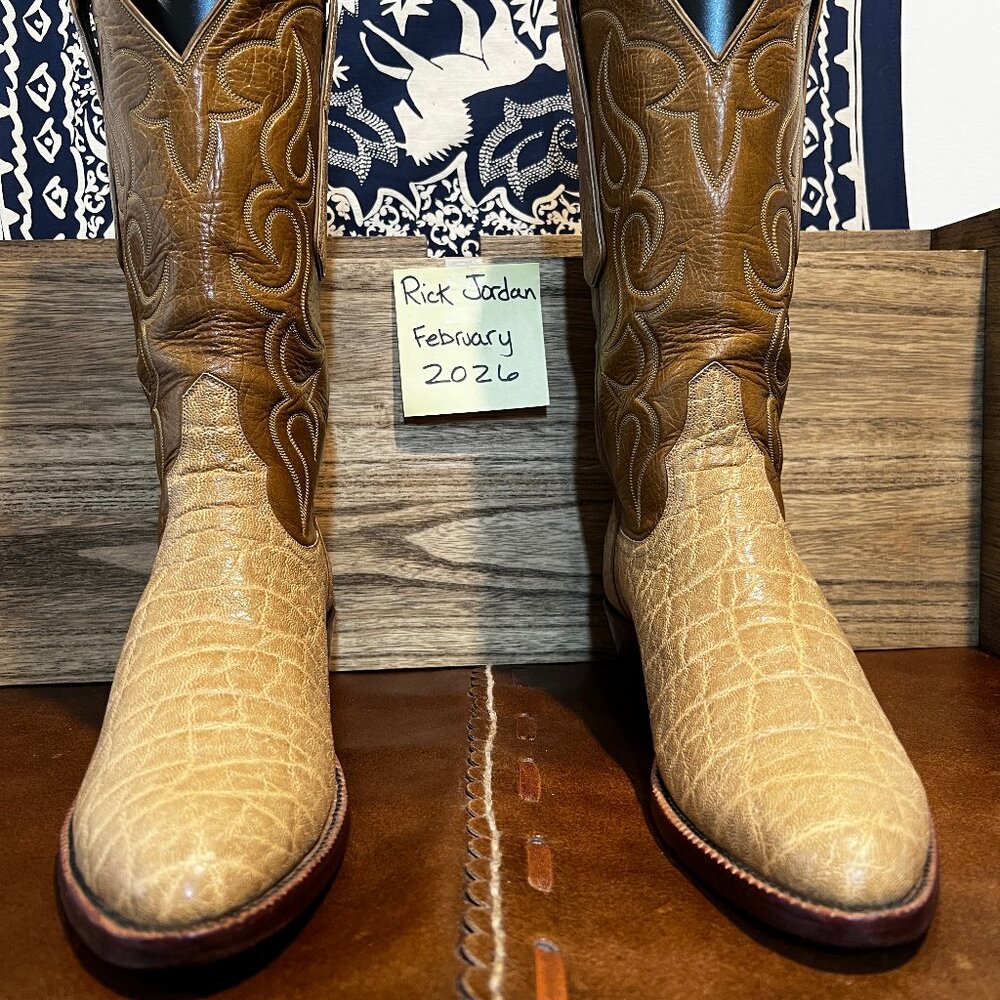 [SOLD] Unisex High-End Light Tan Elephant Skin Cowboy/Cowgirl Boots 7D/8.5B